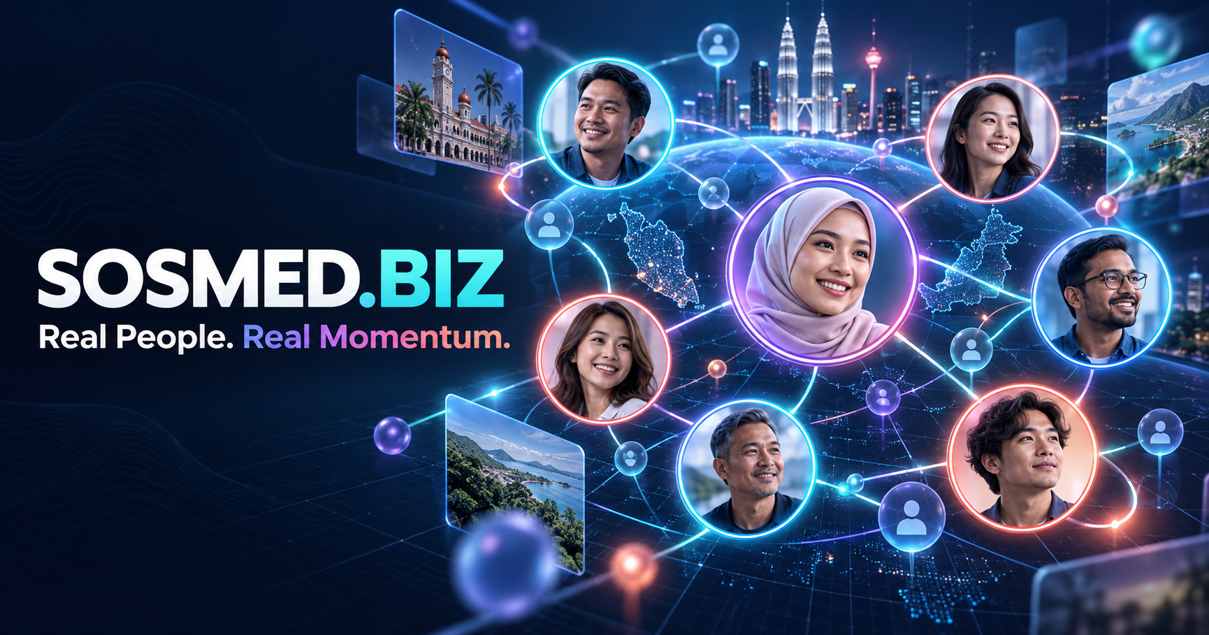 Ilustrasi komuniti digital Malaysia saling berhubung